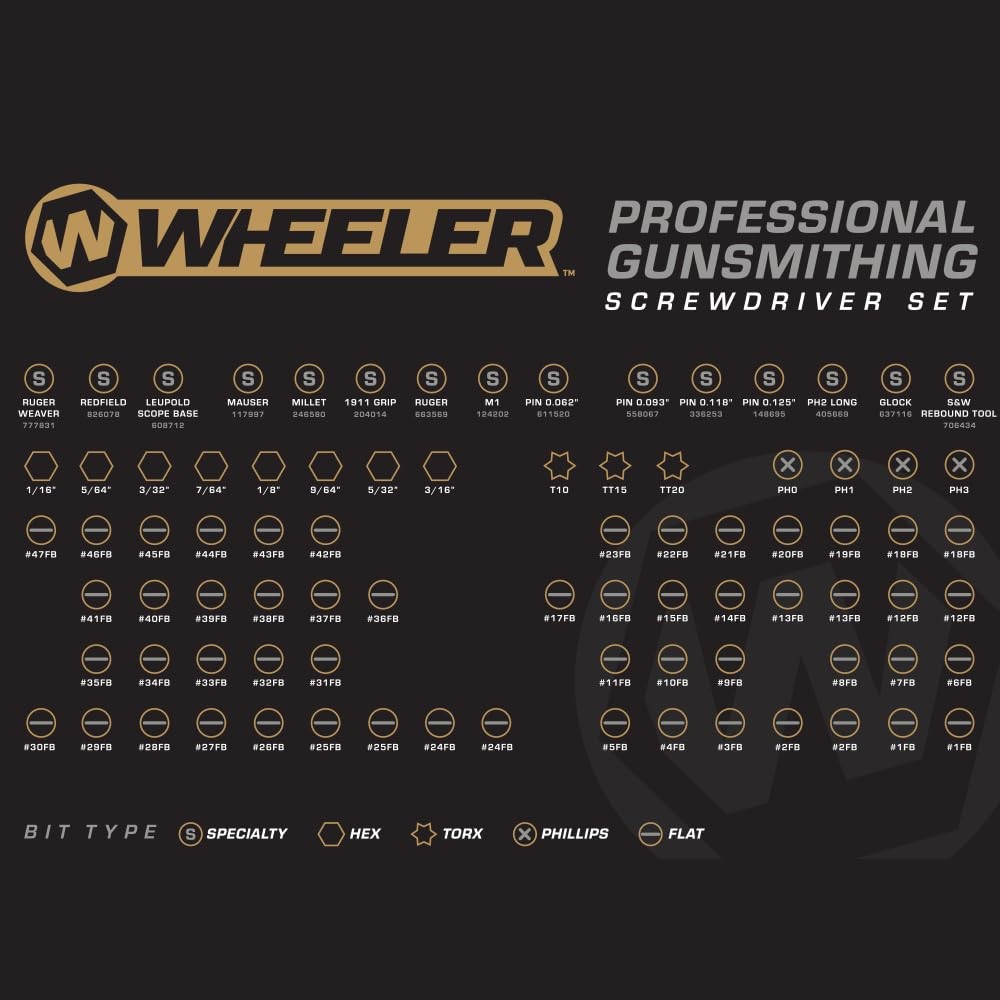 Wheeler 89 Piece Gunsmithing Screwdriver Set with Storage Durable Construction