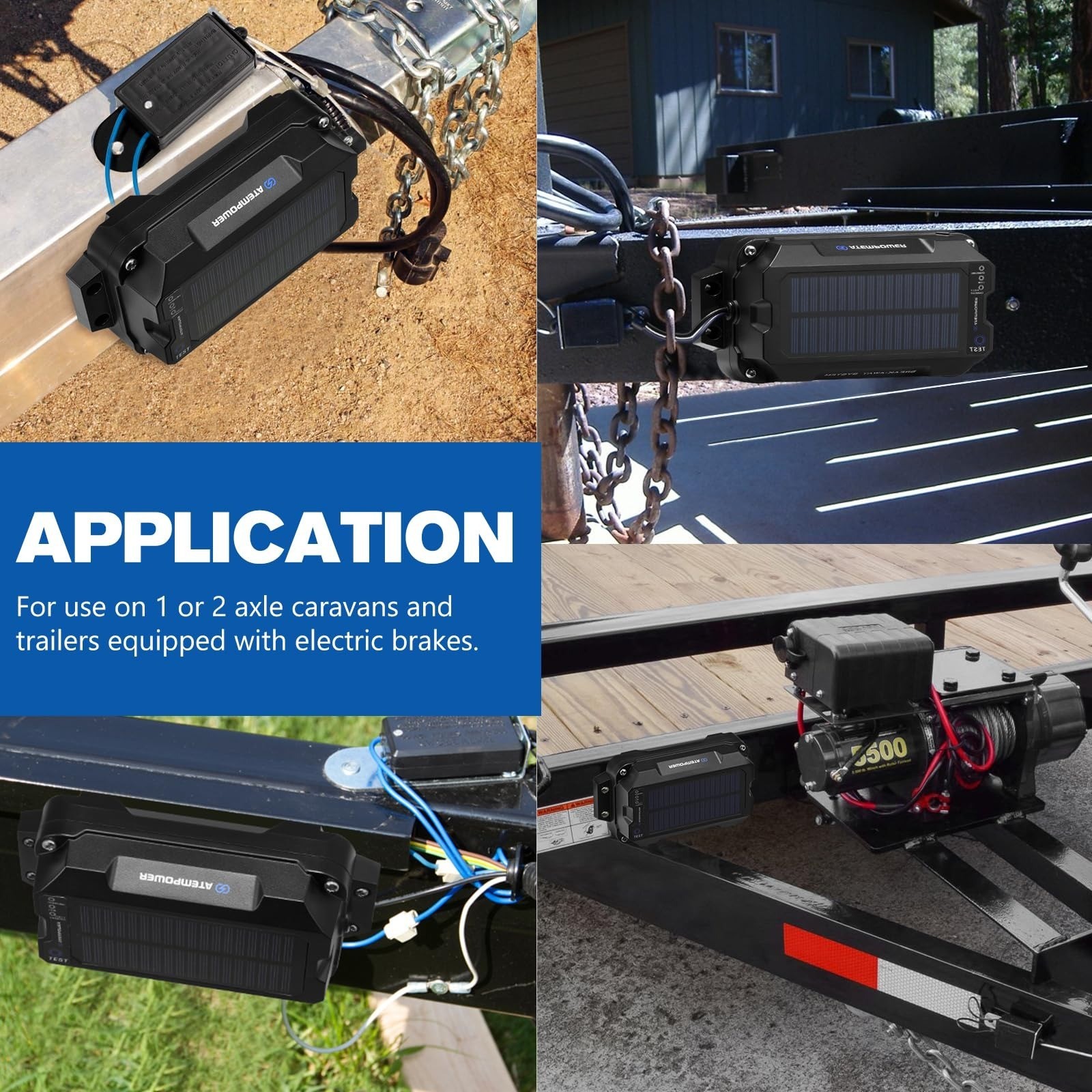 ATEM POWER Solar Trailer Brake Controller Kit 12V with Built-in Solar Panel