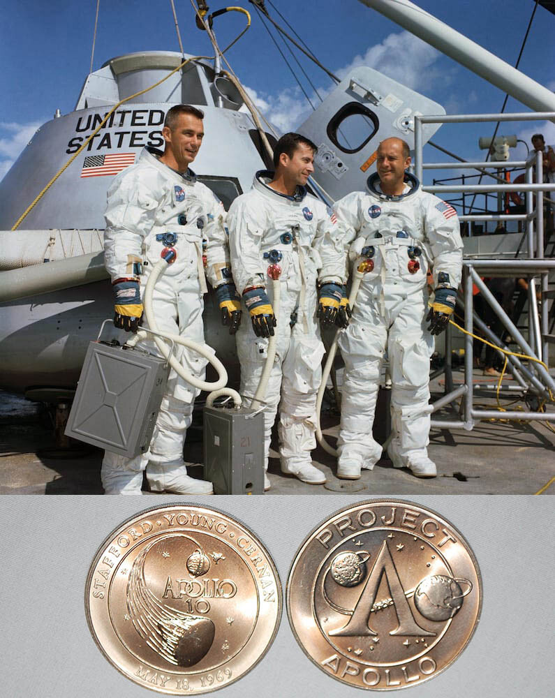 2 Apollo 10 Project Coins Stafford Young Cernan May 18 1969 Coin