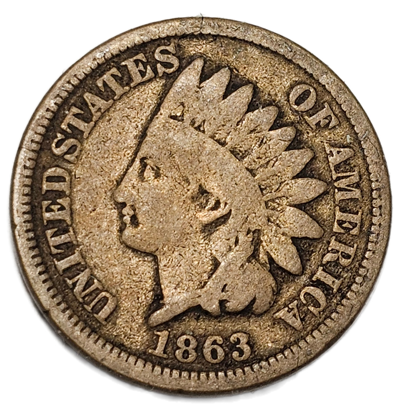 1863 INDIAN CENT GOOD+ FREE USA SHIPPING