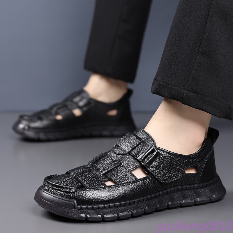 Weave Men's Faux Leather Shoes Hollow Out Breathable Slip On Casual Round Toe