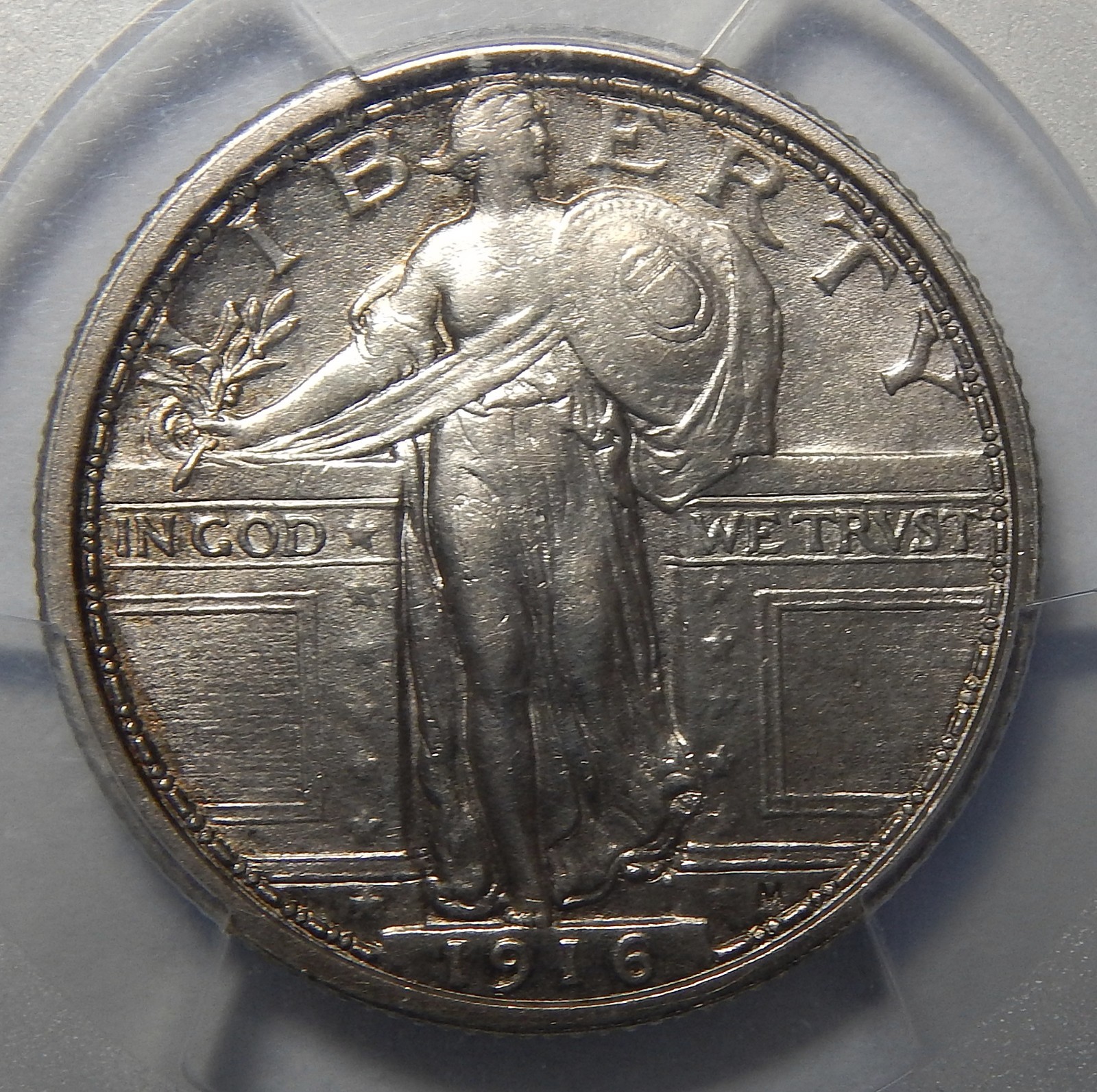 1916 PCGS/CAC AU55 STANDING LIBERTY QUARTER - KEY DATE!!
