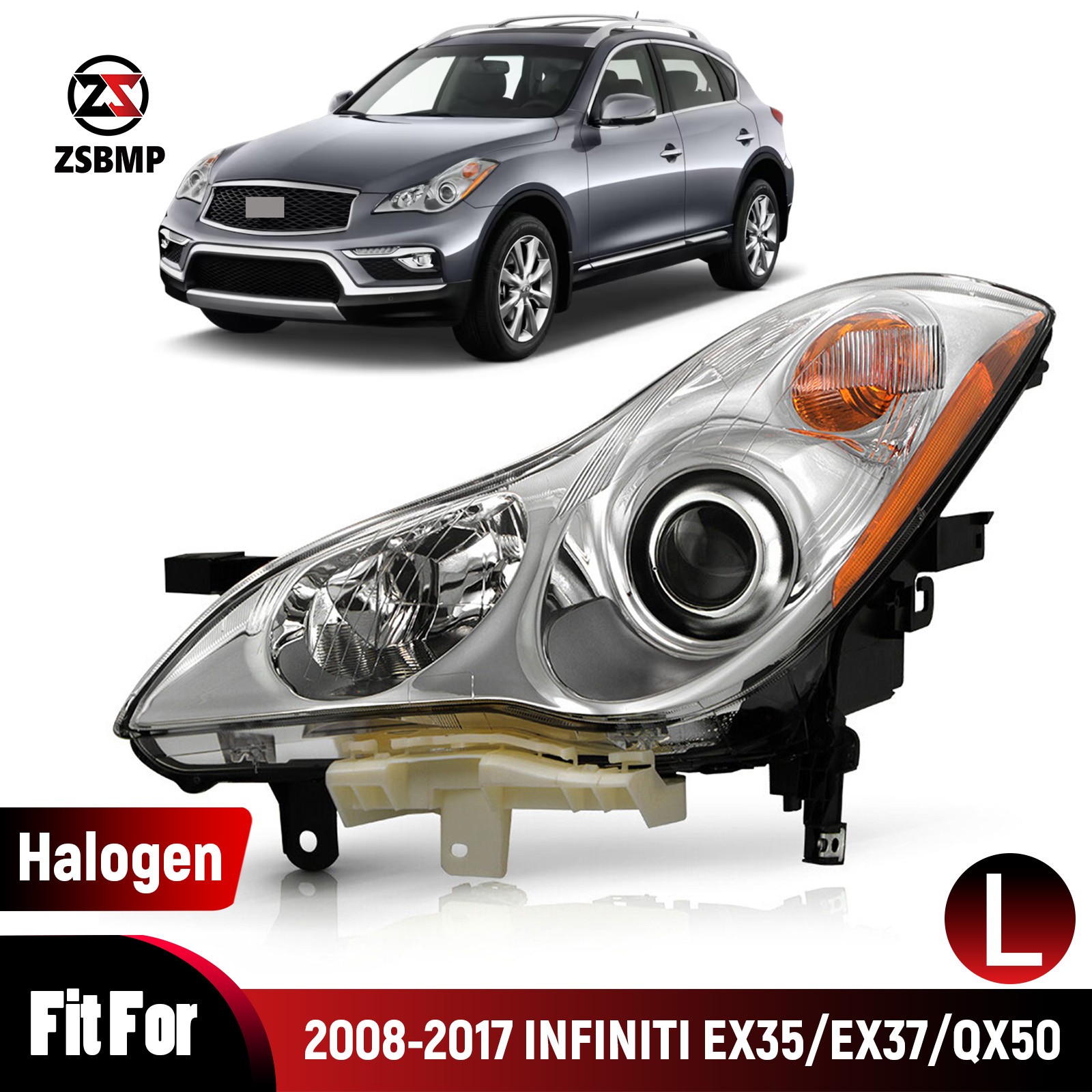 For 2008-2012 Infiniti EX35  2014-17 QX50 Halogen Headlight Left Driver Side