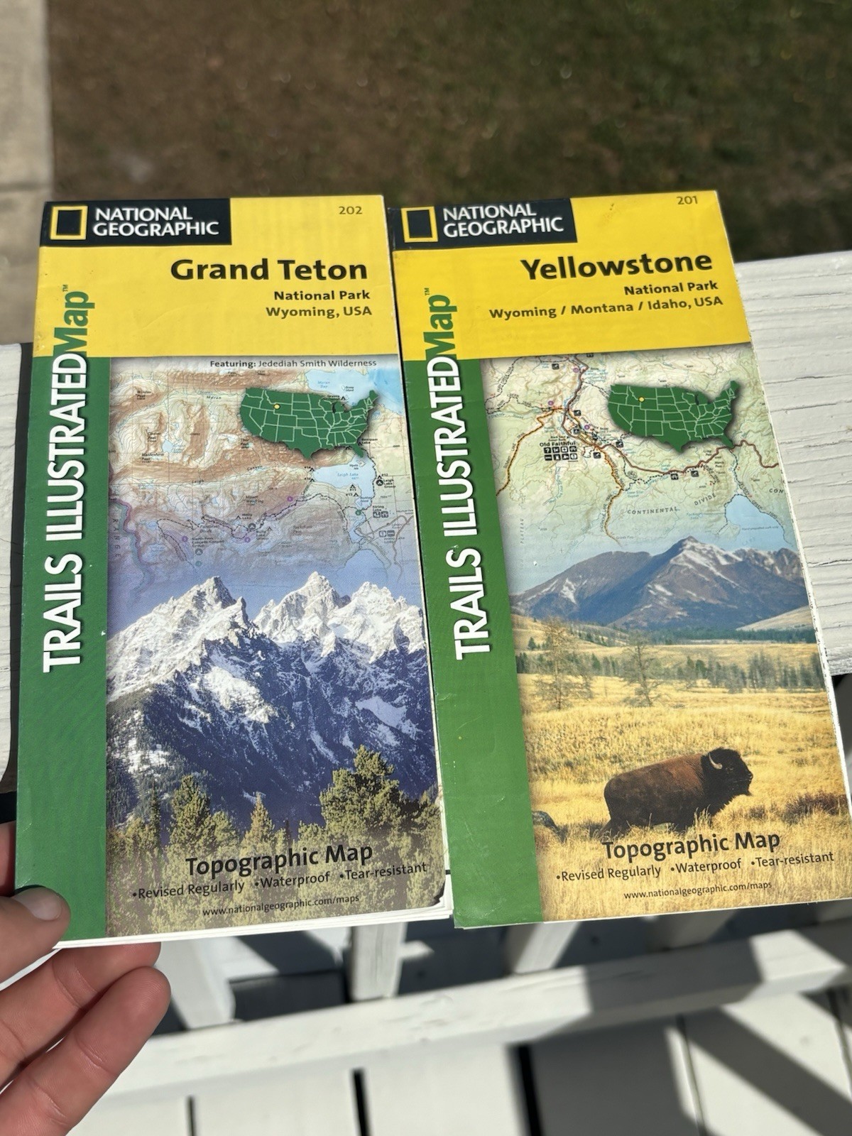 2 National Geographic Wyoming Yellowstone Grand Teton Trail Map Topographical