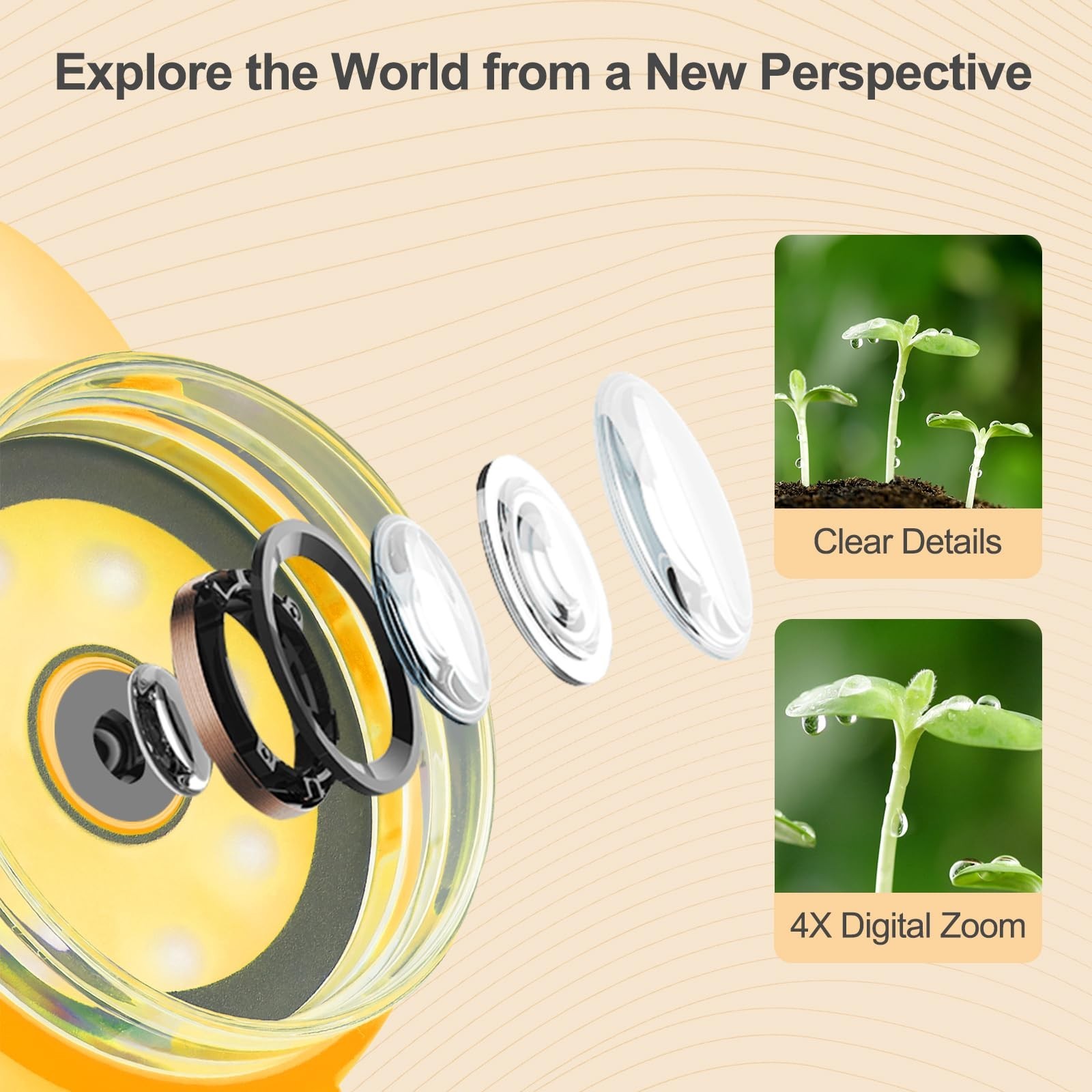 Kids Microscope, 30X Handheld Pocket Microscope for Kids with 2'' Screen& Light,