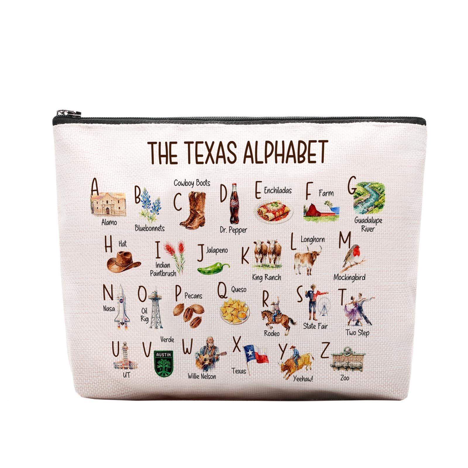 Cute Texas State Souvenirs Gift Makeup Bag Texas Themed Gifts for Women Alpha...
