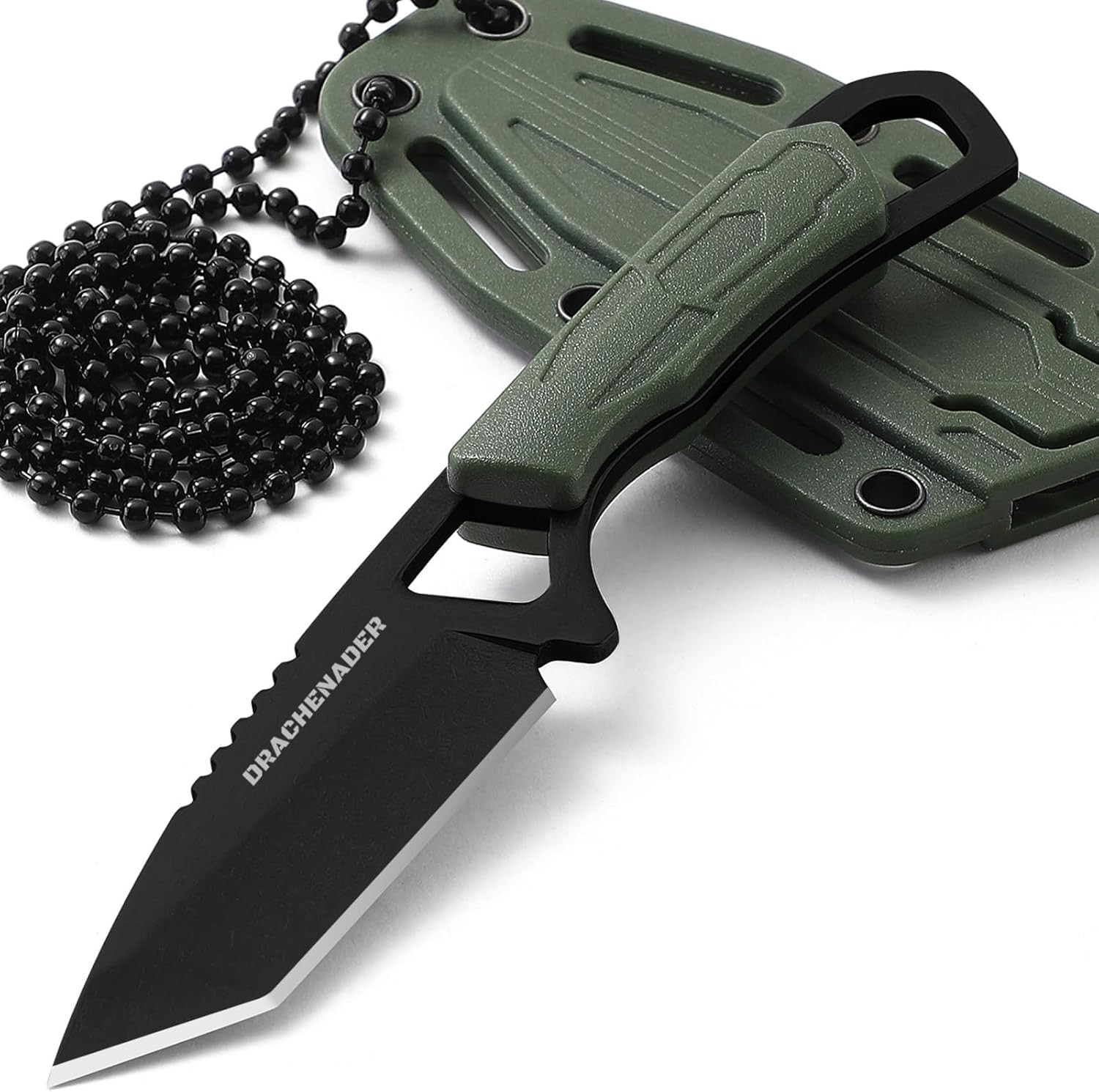 Neck Knife Small Tanto Fixed Blade Knife Full Tang Outdoor Tools (B-BLACK BLADE+