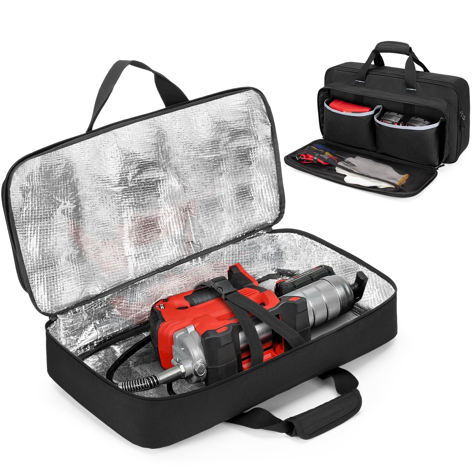 Milwaukee Grease Gun M18 Hard Storage Carrying Bag Pockets Aluminum Foil Liner