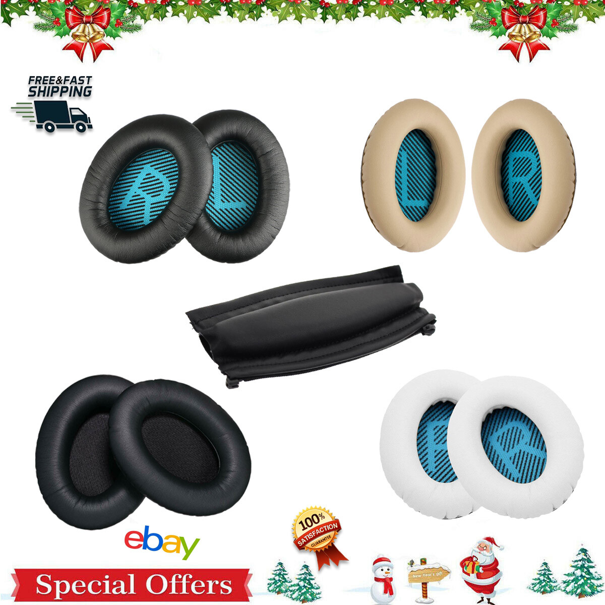 Replacement Cushions Ear Pads Headband for BOSE QuietComfort QC15 QC2 Headphones