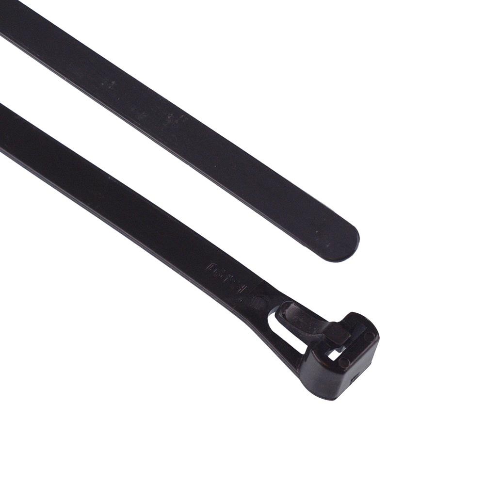7.6mm Black Resealable Reusable Zip Cable Tie 150mm - Pack of 100