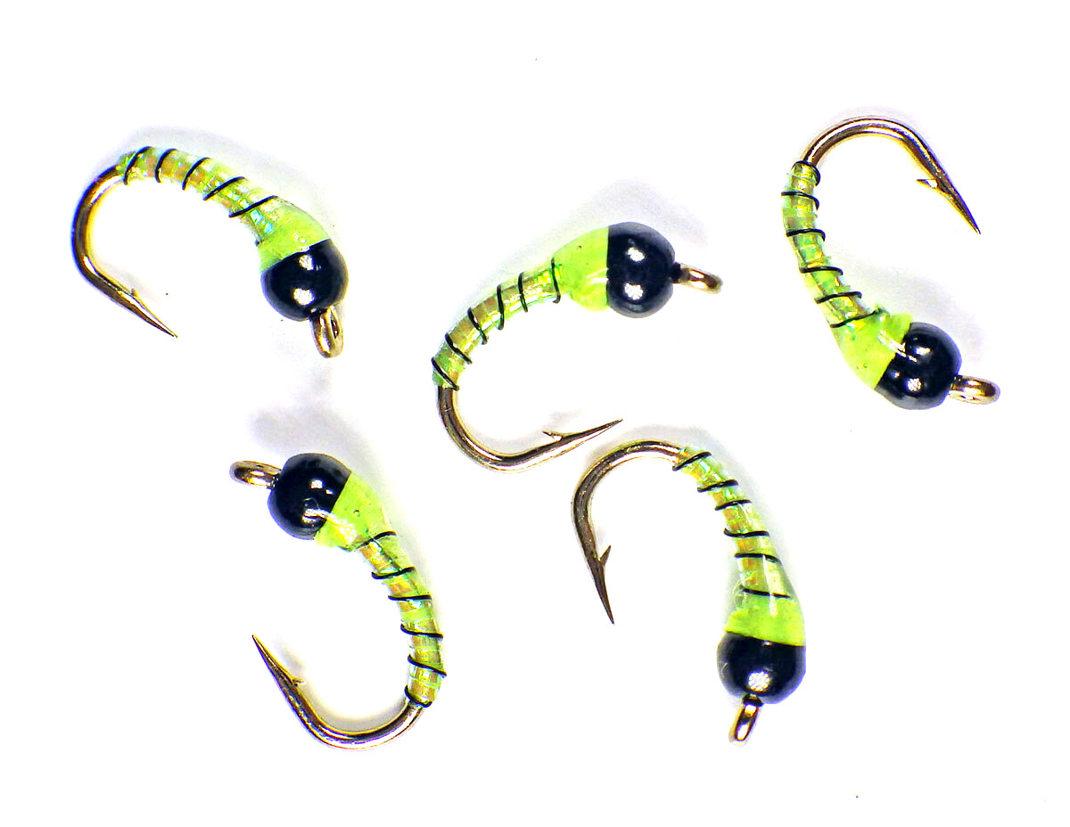 Zebra Midge Tungsten Nymphs Chartreuse - Premium Trout Fly Fishing Flies