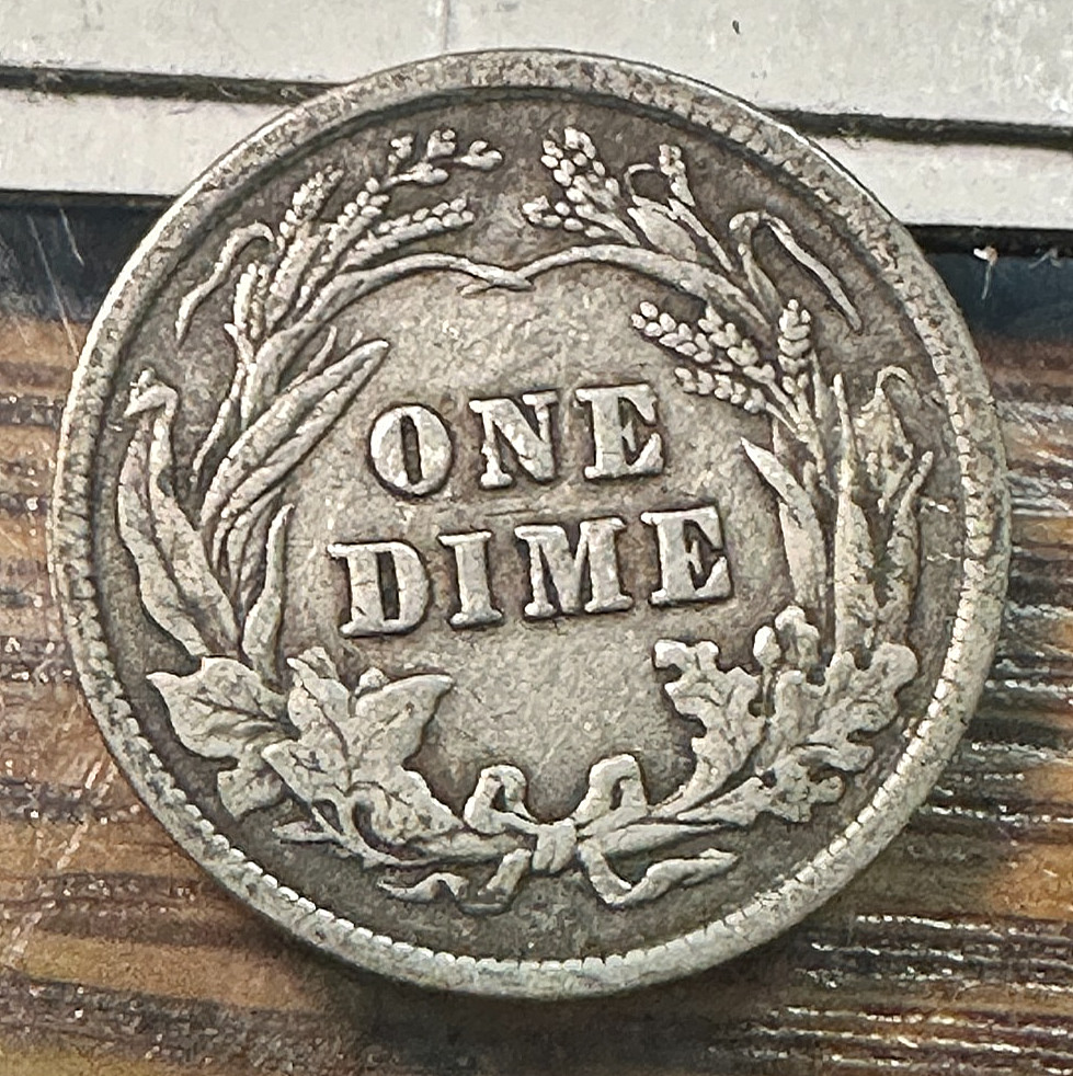 1908 Barber Dime Nice Original XF+ CHRC