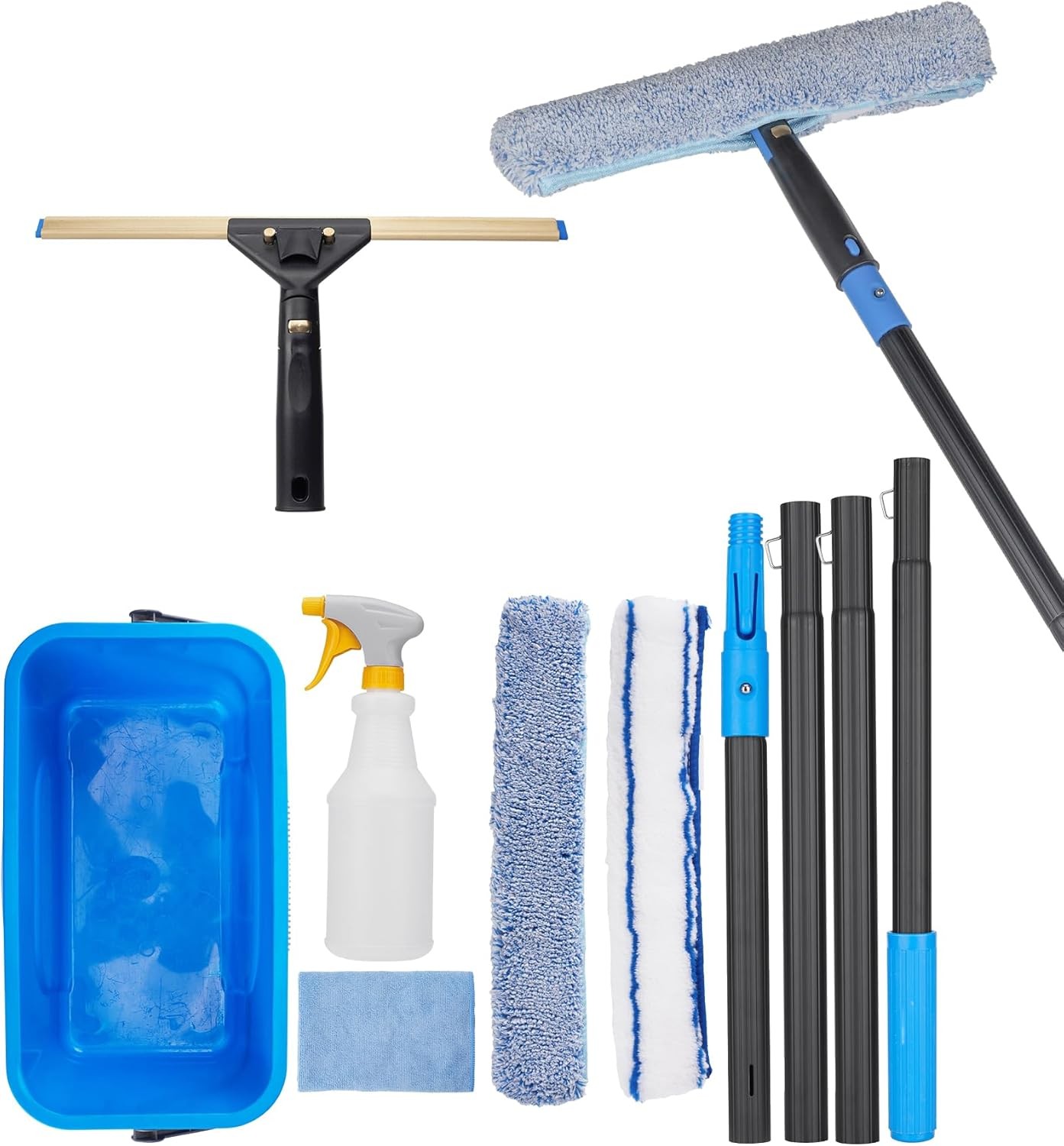 Window Cleaning Kit with Stora Buet, Window Squeee. Extens Pole,
