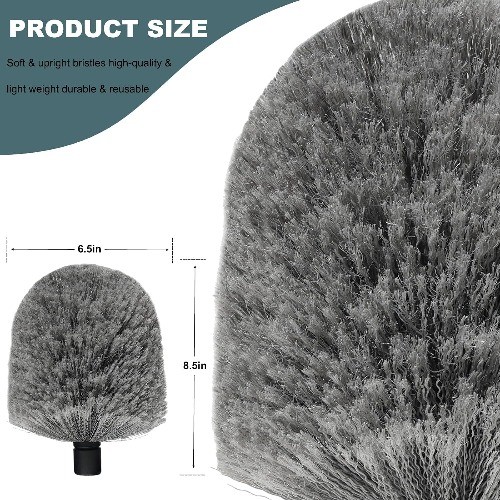 2 Pack Twist-On Cobweb Duster Head, F1ts Standard 3/4 inch Threaded Poles, Attac