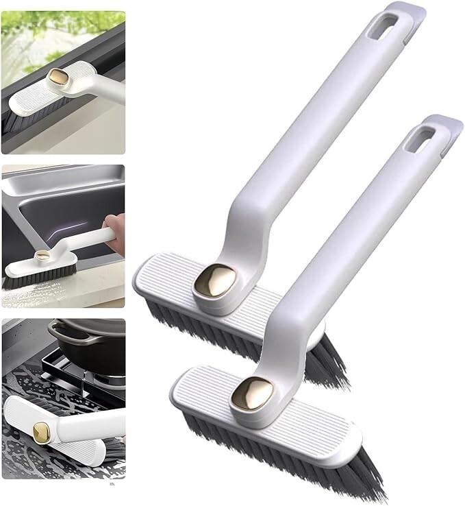 Multi-Function Rotating Crevice Cleaning Brush, 360 Degree Grout Brush 2 Pack