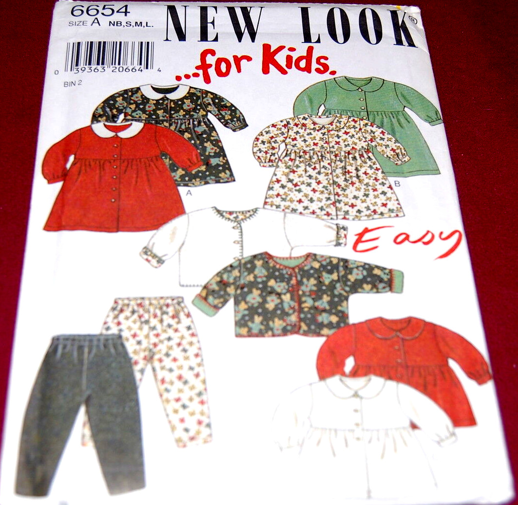 NEWLOOK Pattern # 6654 - Infants Tops, Jacket, Pants - Size NB-L - NEW
