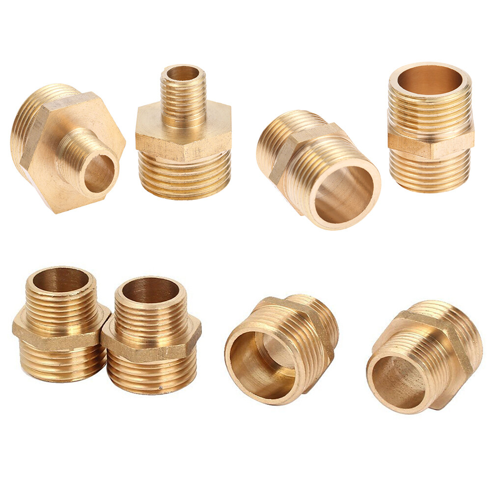 Male to Male BSP Thread Hex Nipples Equal Straight Reducing Brass Connector
