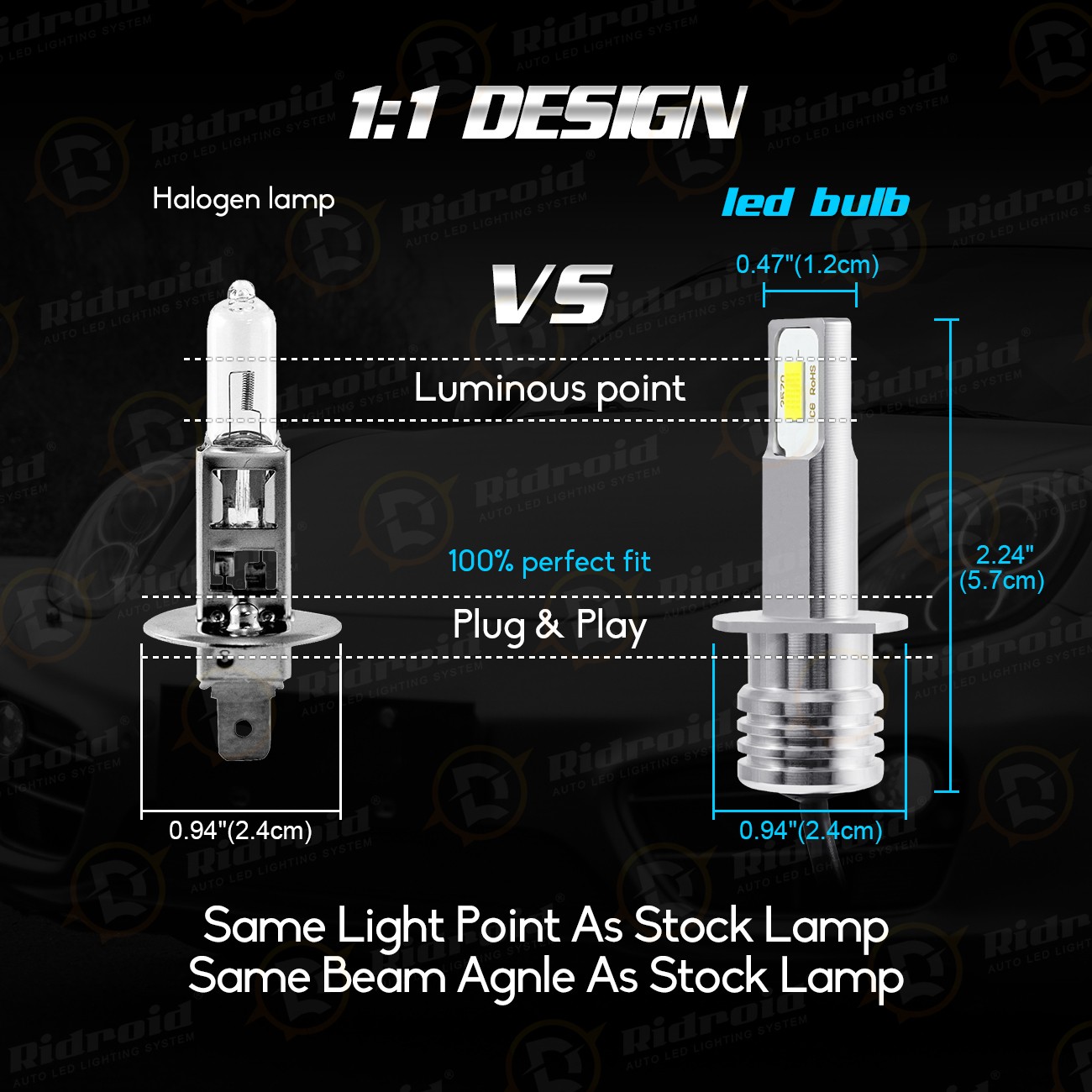 4x H1 LED Headlight Bulbs Conversion Kit High Low Beam Super Bright White 6500K