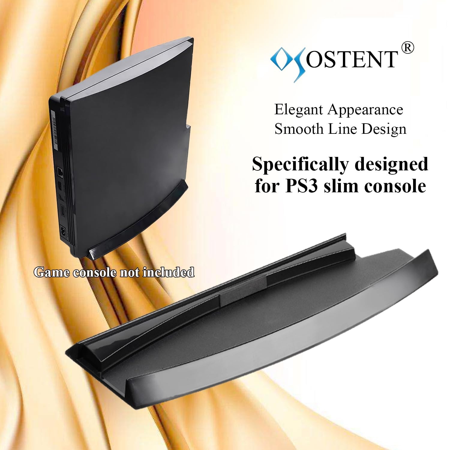 Skid-Proof Vertical Stand for PS3 Slim Console - Black, Secure & Space-Saving De