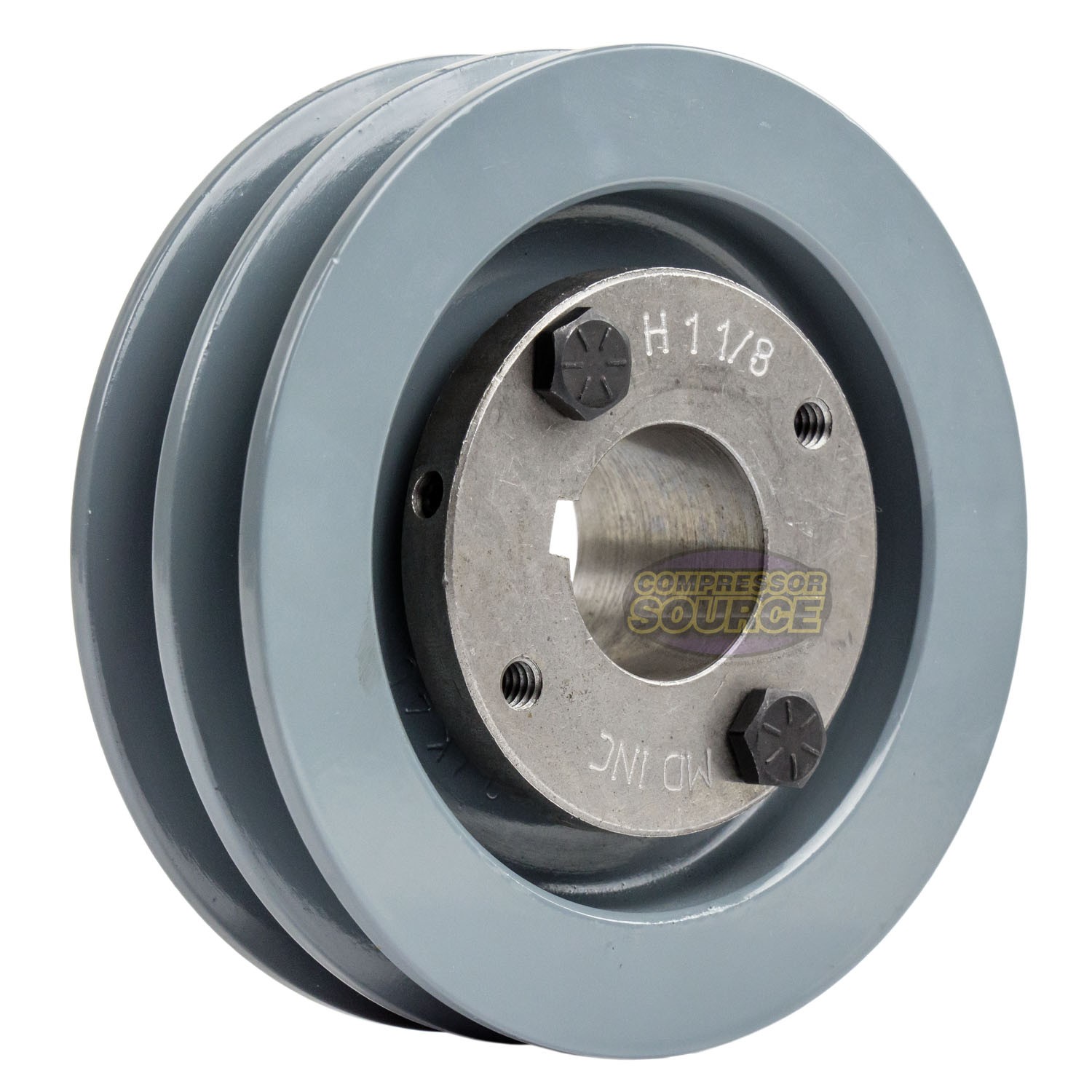 Cast Iron 4" Dual Groove Pulley Belt A Section 4L with 1-1/8" Sheave Bushing