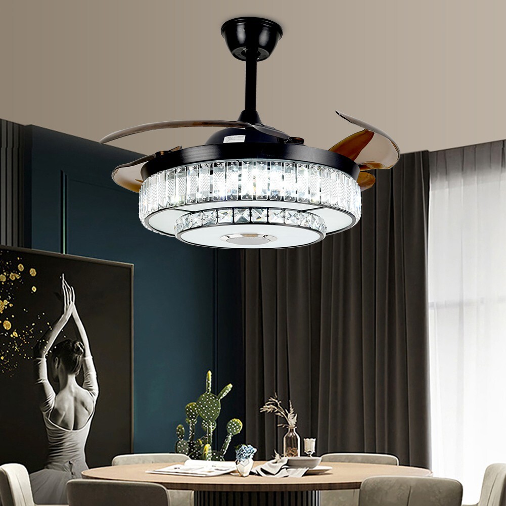 42" black frequency conversion colorful bluetooth remote control fan light