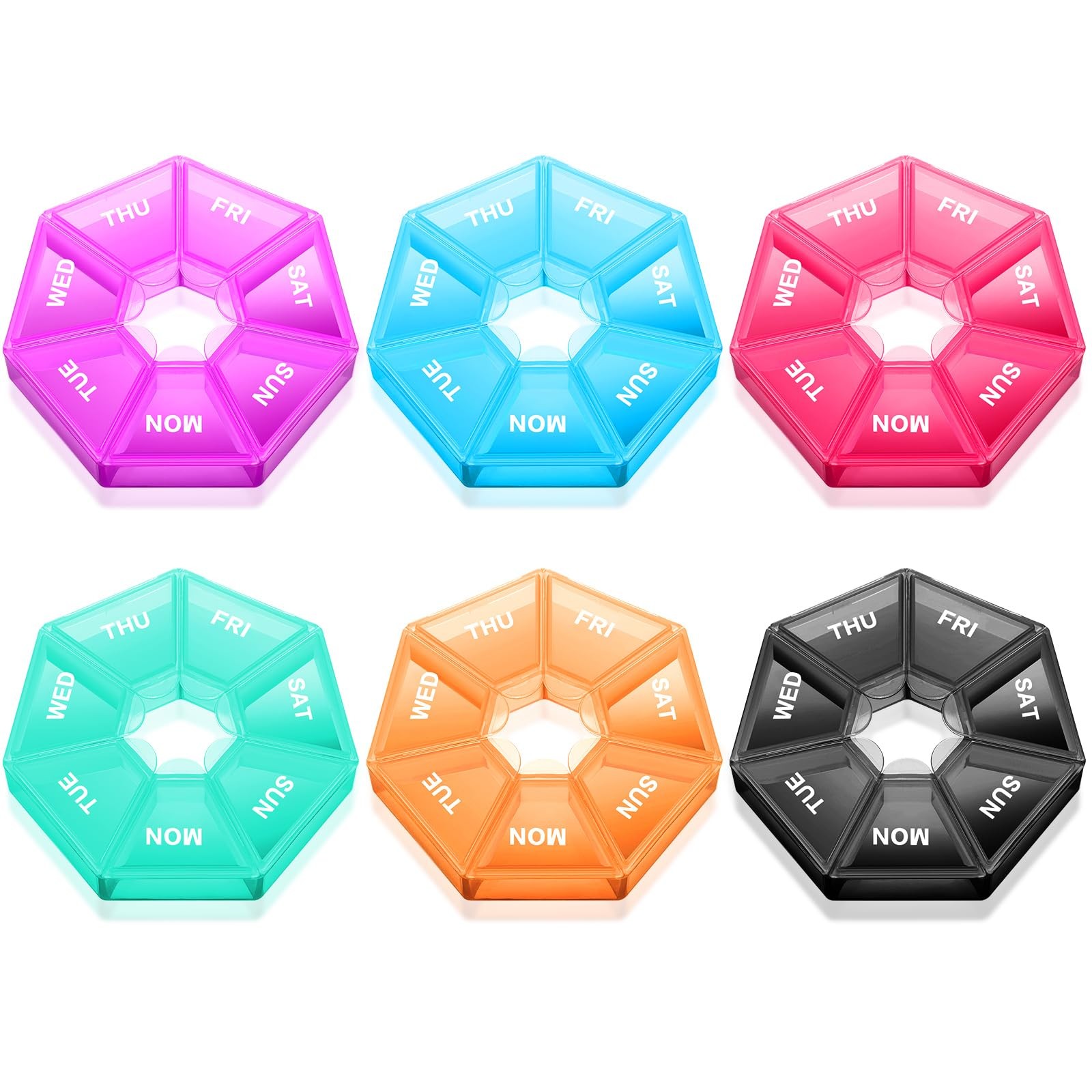 Patelai 6 Pcs Small Weekly Pill Organizer 7 Day Sided Vitamin Fresh Colors