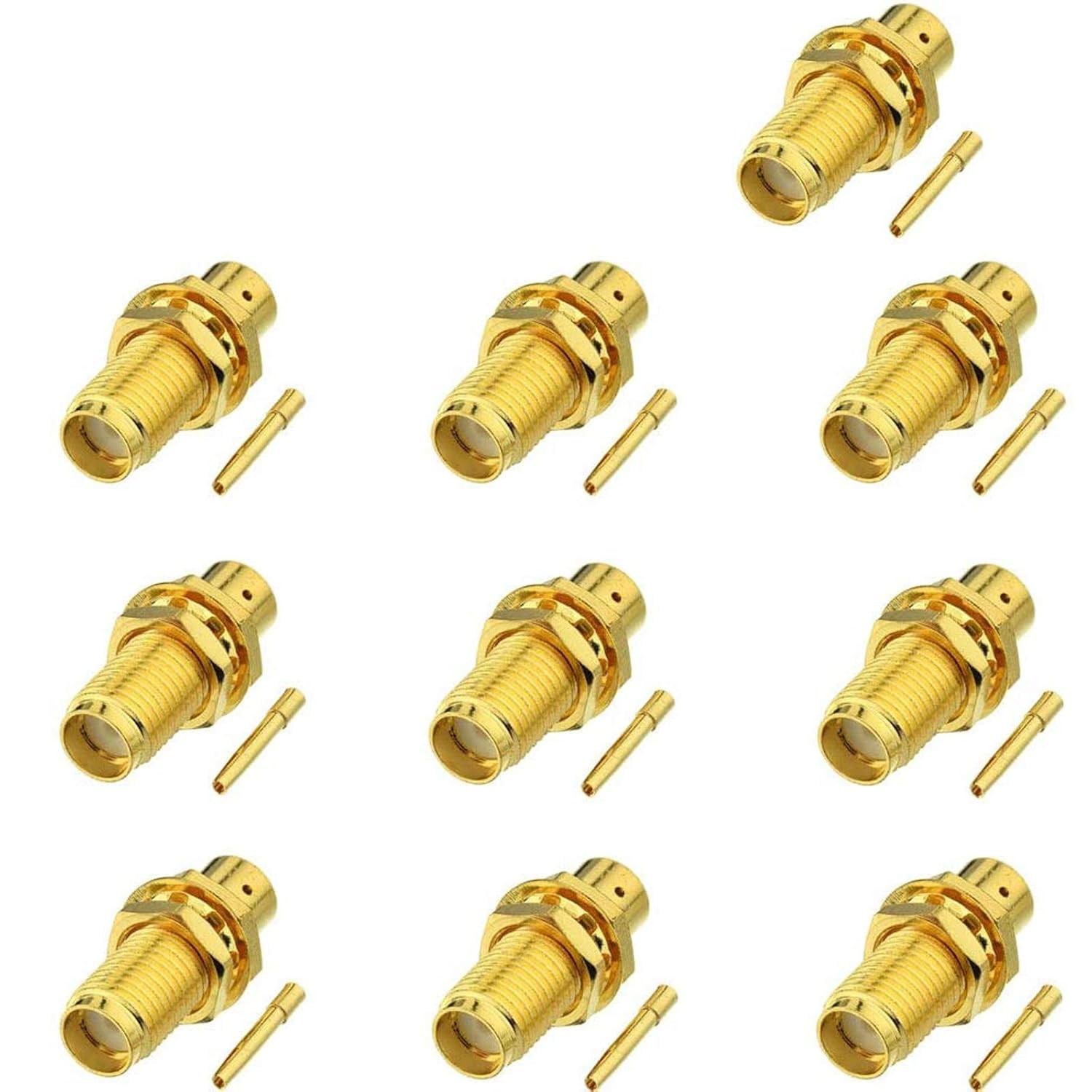 Eightwood 10pcs SMA Female Bulkhead Solder Connector for RG402 .141...