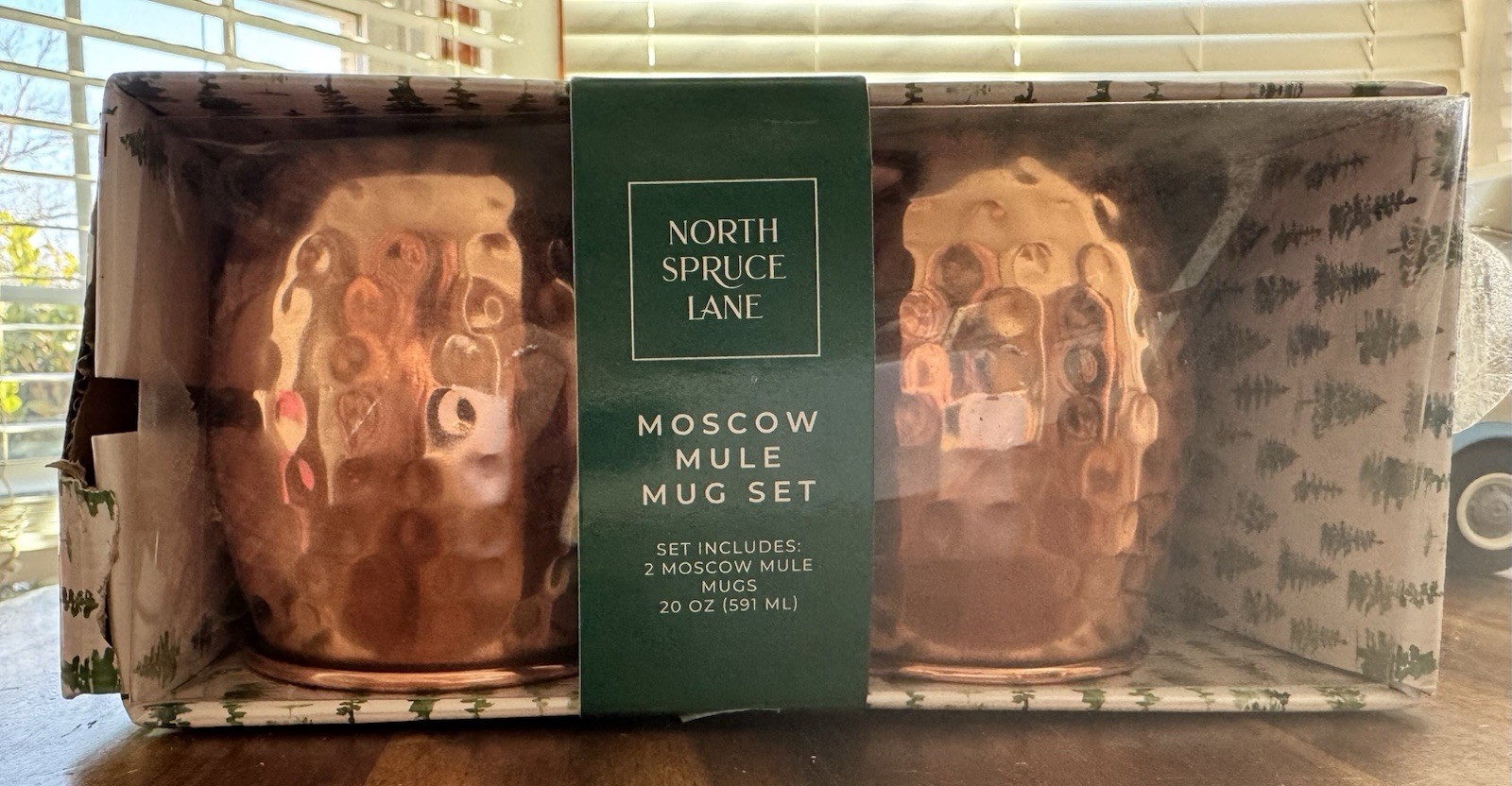 North Spruce Lane Moscow Mule Mug Set Copper Hammered 20oz New Open Box
