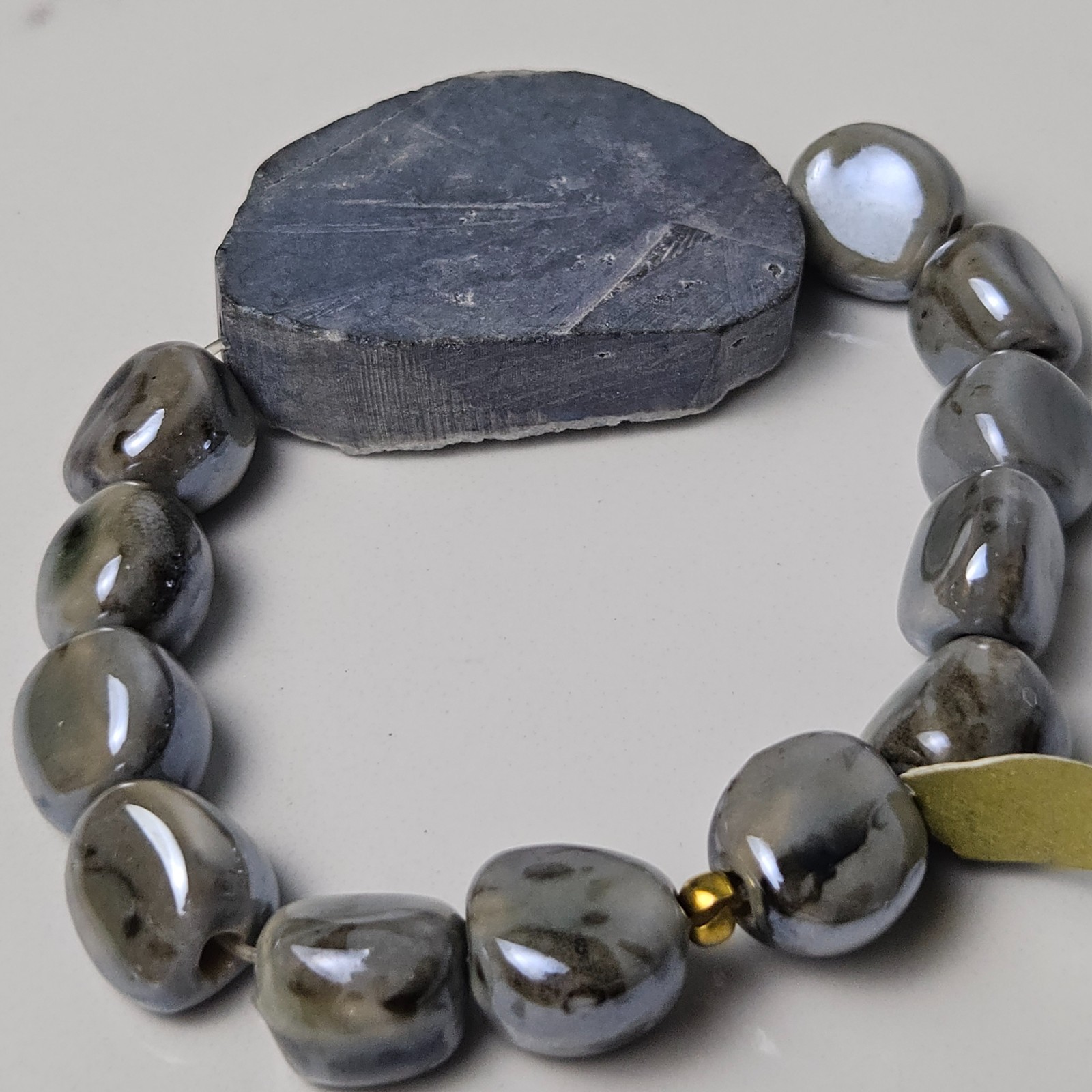 Homemade Stretch Bracelet Natural Druzy Stone