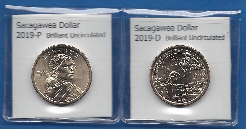 Sacagawea Dollars: 2019-P and 2019-D from Mint Rolls