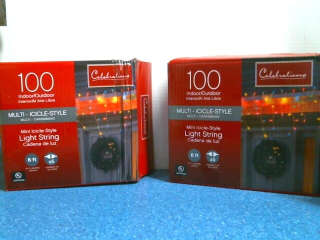 Celebrations 9016460, 100 Indoor/Outdoor Multicolor Icicle Lights, Lot of 2, FS