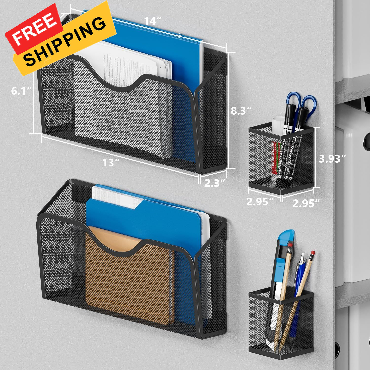 JANE EYRE Magnetic File Holder - 2pcs Hanging Organizer Magazine BLACK