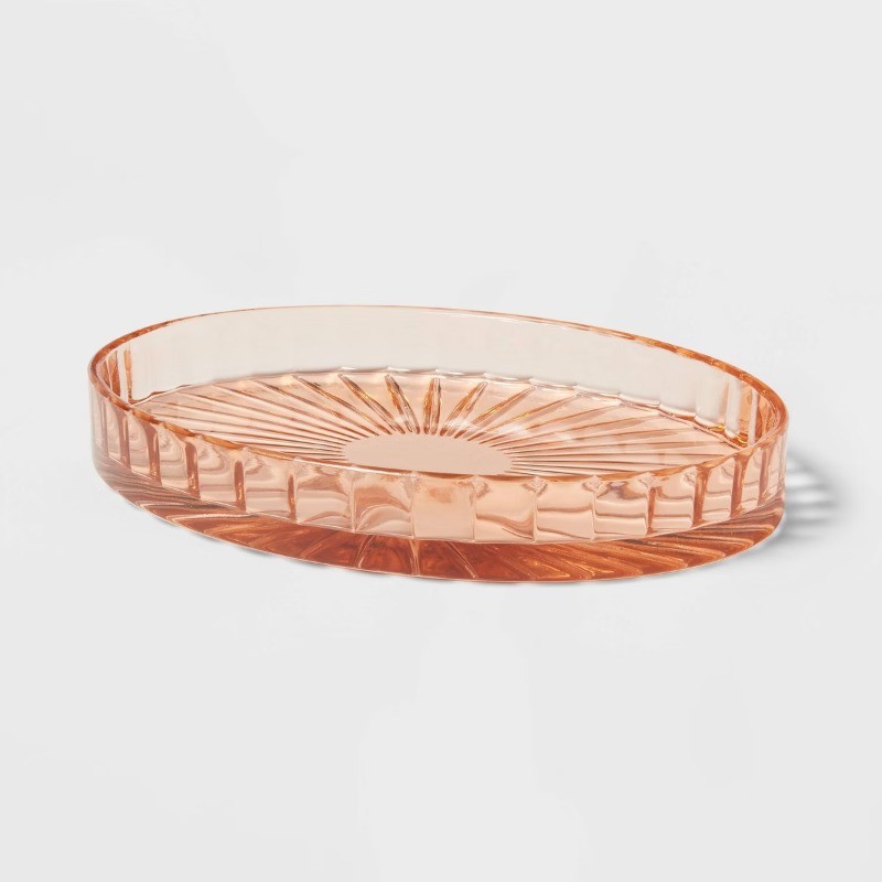 Colored Glass Bath Tray Pink