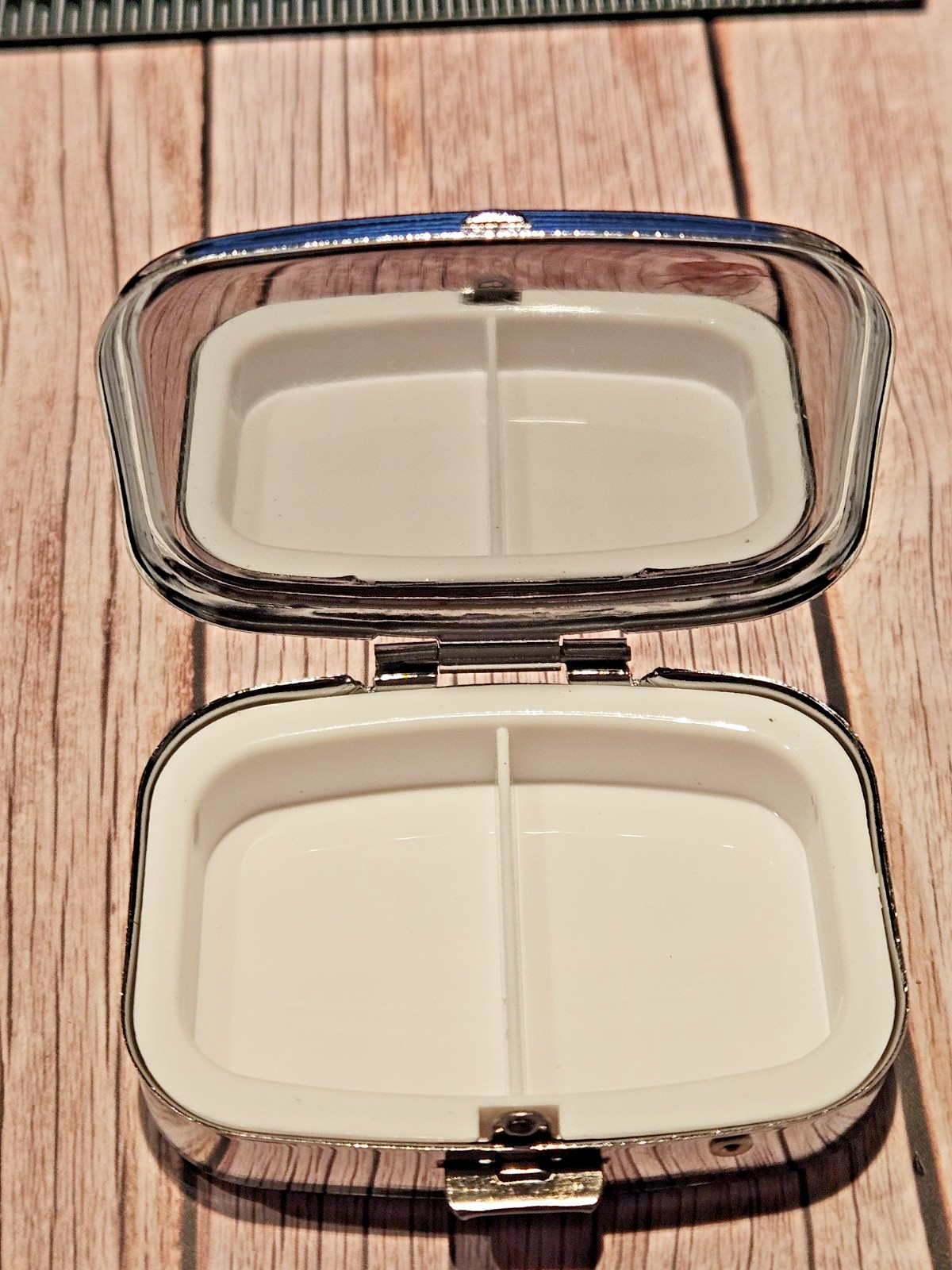 Yorkie Pill Box 2 Compartment Silver Tone Rectangular New Yorkshire Terrier