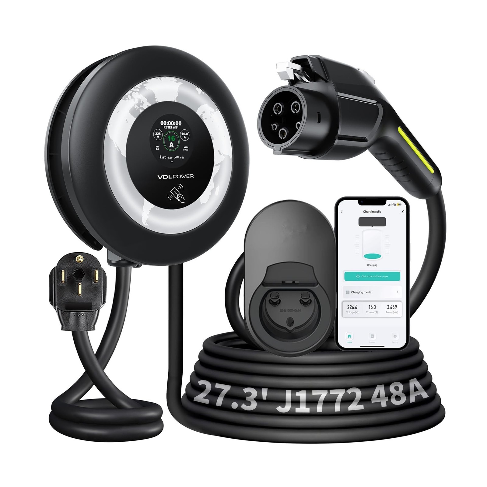 VDLPOWERVP Level 2 EV Charger, 11.5KW /50A Fast Wall Home Charging Station, 2...