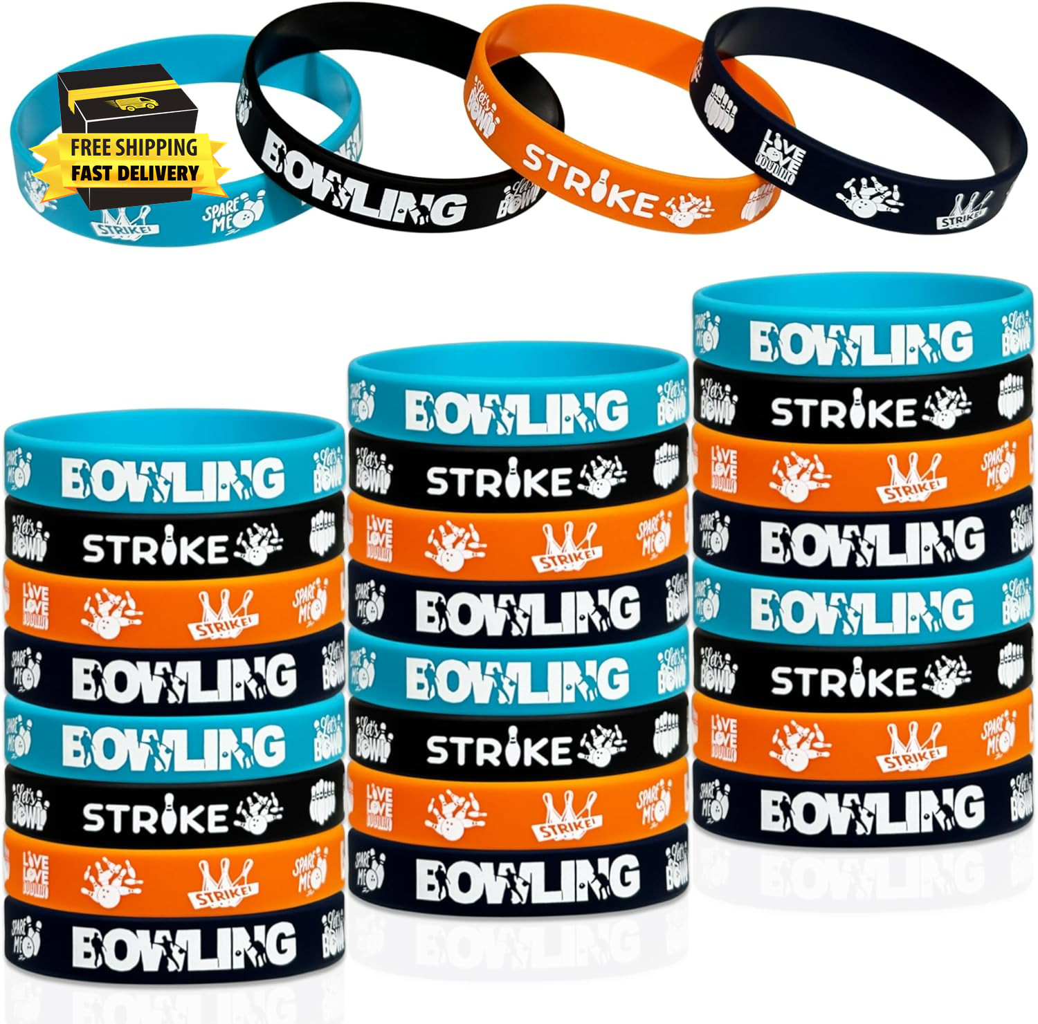 Bowling Themed Rubber Bracelets Bowling Party Supplies Bowling Silicone Wristban