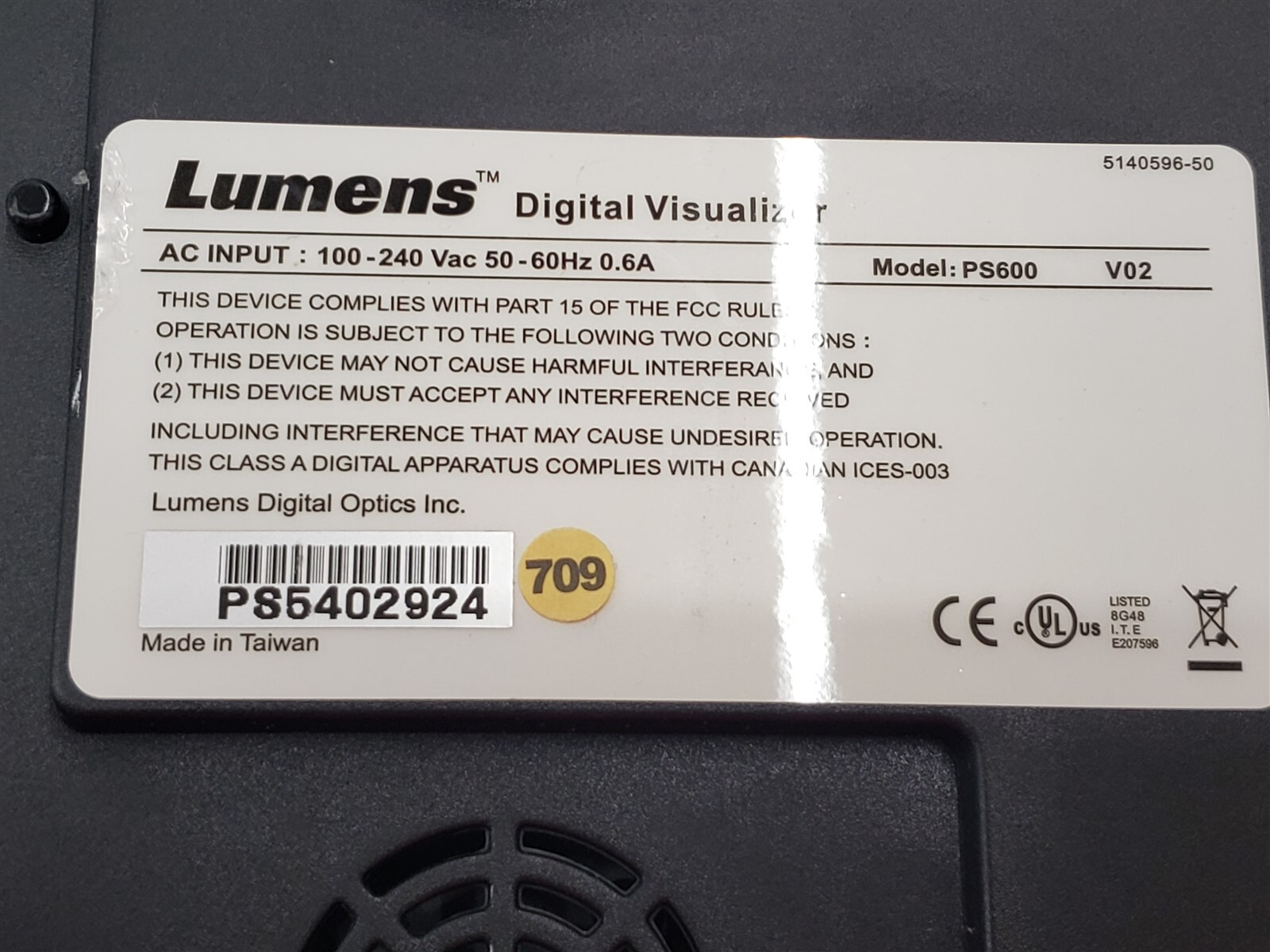 ⭐️⭐️⭐️⭐️⭐️ **FOR PARTS** Lumens Digital Visualizer Document Camera PS600