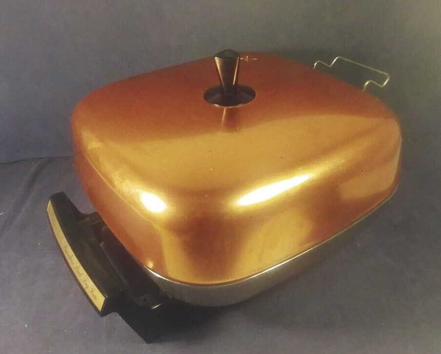 Vintage Hoover Electric Frypan w Warming Tray 8661 8671 - Mid Century Modern NR