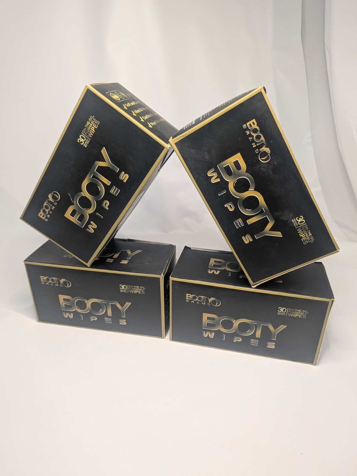 Booty Brand Booty Wipes For Men / 30 On The Go, Flushable Wipes 4 Boxes