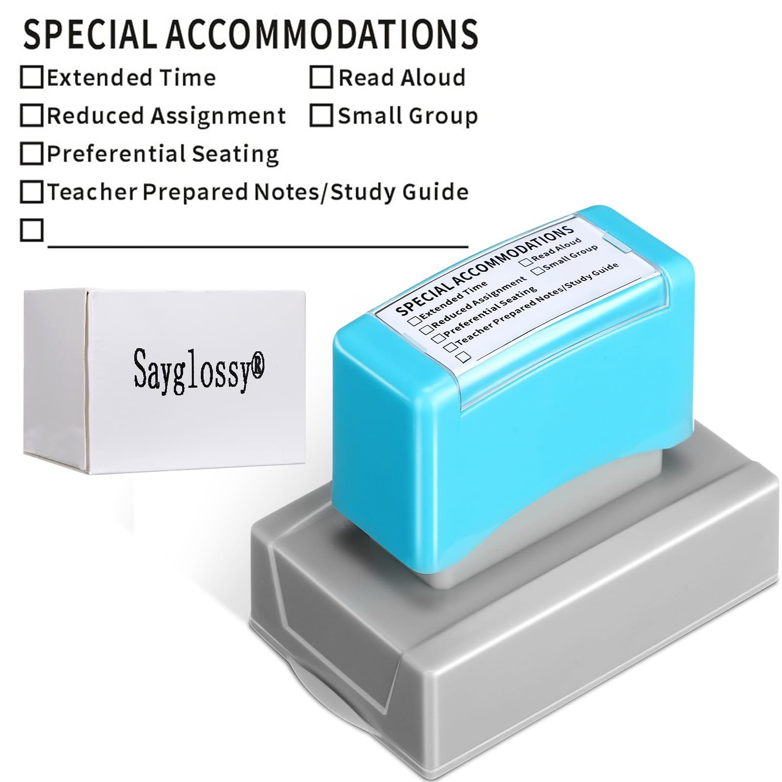 1 PCS Special Accommodations Self Inking Rubber Stamp SPED Teachers Blue Ink