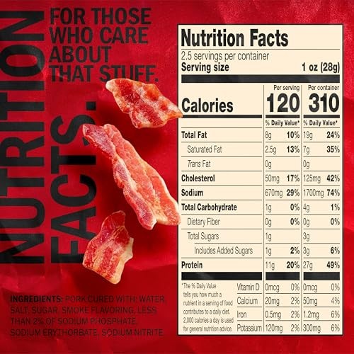 Jack Link's Bacon Jerky, Hickory Smoked - Flavorful 2.5 Ounce (Pack of 1)