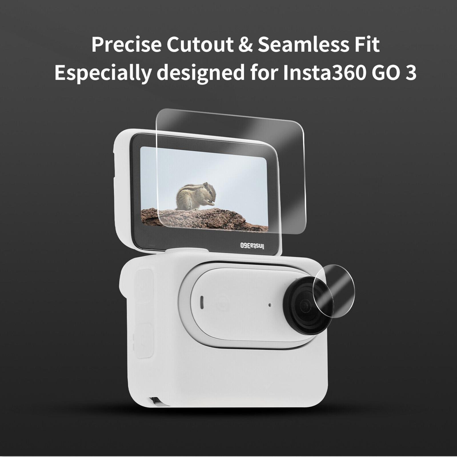 0.3mm HD Tempered Glass Protective Film Set For Insta360 GO 3 Lens & LCD Display