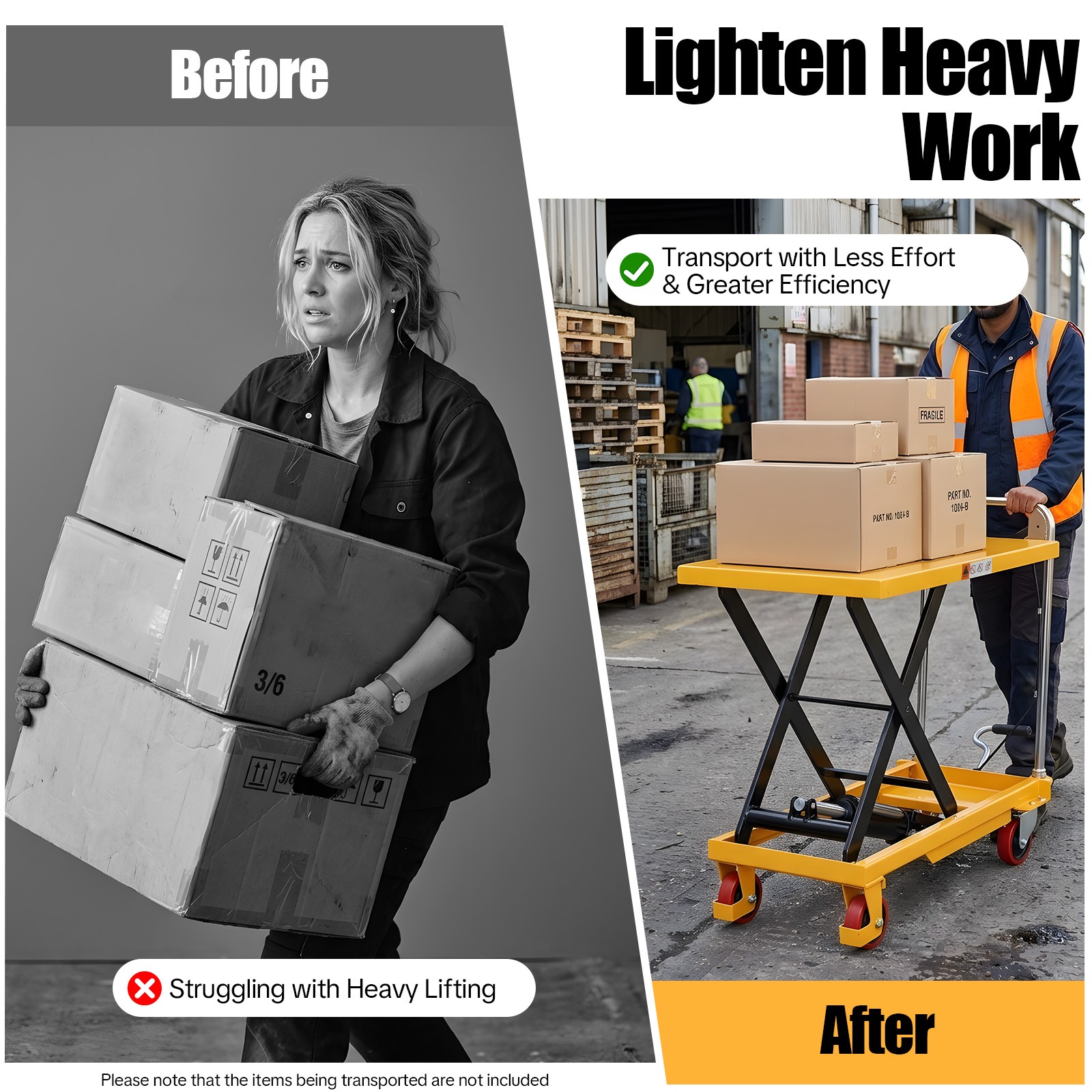 NEW Hydraulic Lift Table Cart 500 lbs Manual Scissor Lift Table 30.5" Orange