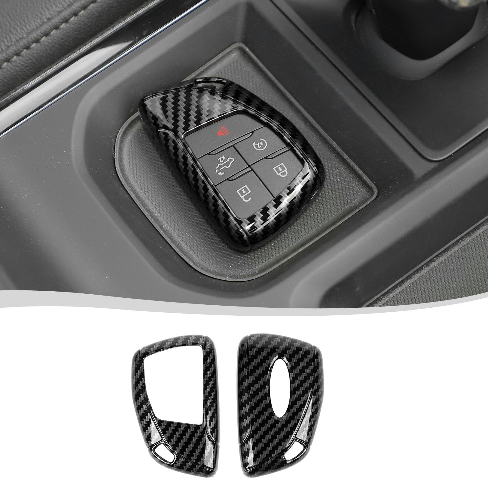 Voodonala for Chevy Silverado 2022 2023 2024 Key Fob Cover Carbon Fiber Black