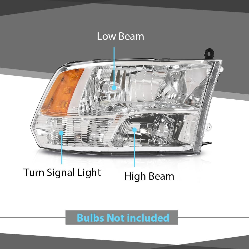 Front Headlights for 2009-2018 Dodge Ram 1500 2500 3500 Left Right Factory Style