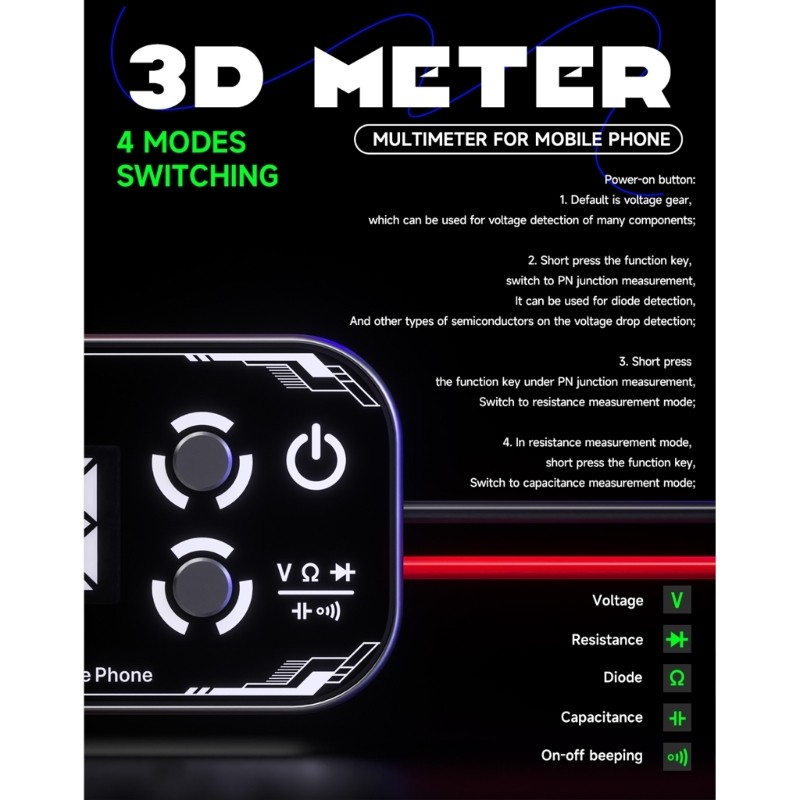 Precisions Digital Multimeter Gold Plating Probes Auto Shutdown Ergonomic Grip