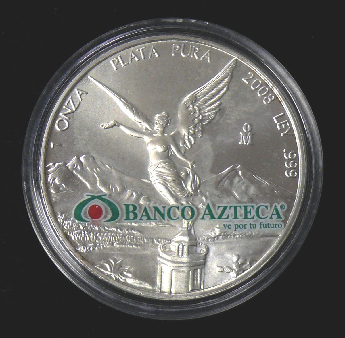 SCARCE 2008 BANCO AZTECA 1 ONZA MEXICO SILVER LIBERTAD .999 PLATA PURA SILVER