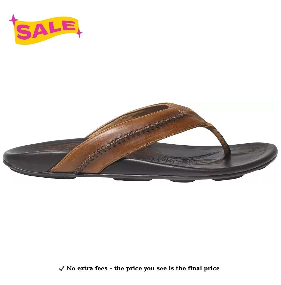 OluKai Men's Mea Ola Flip Flop Tan/Dark Java Size 8-14 NEW
