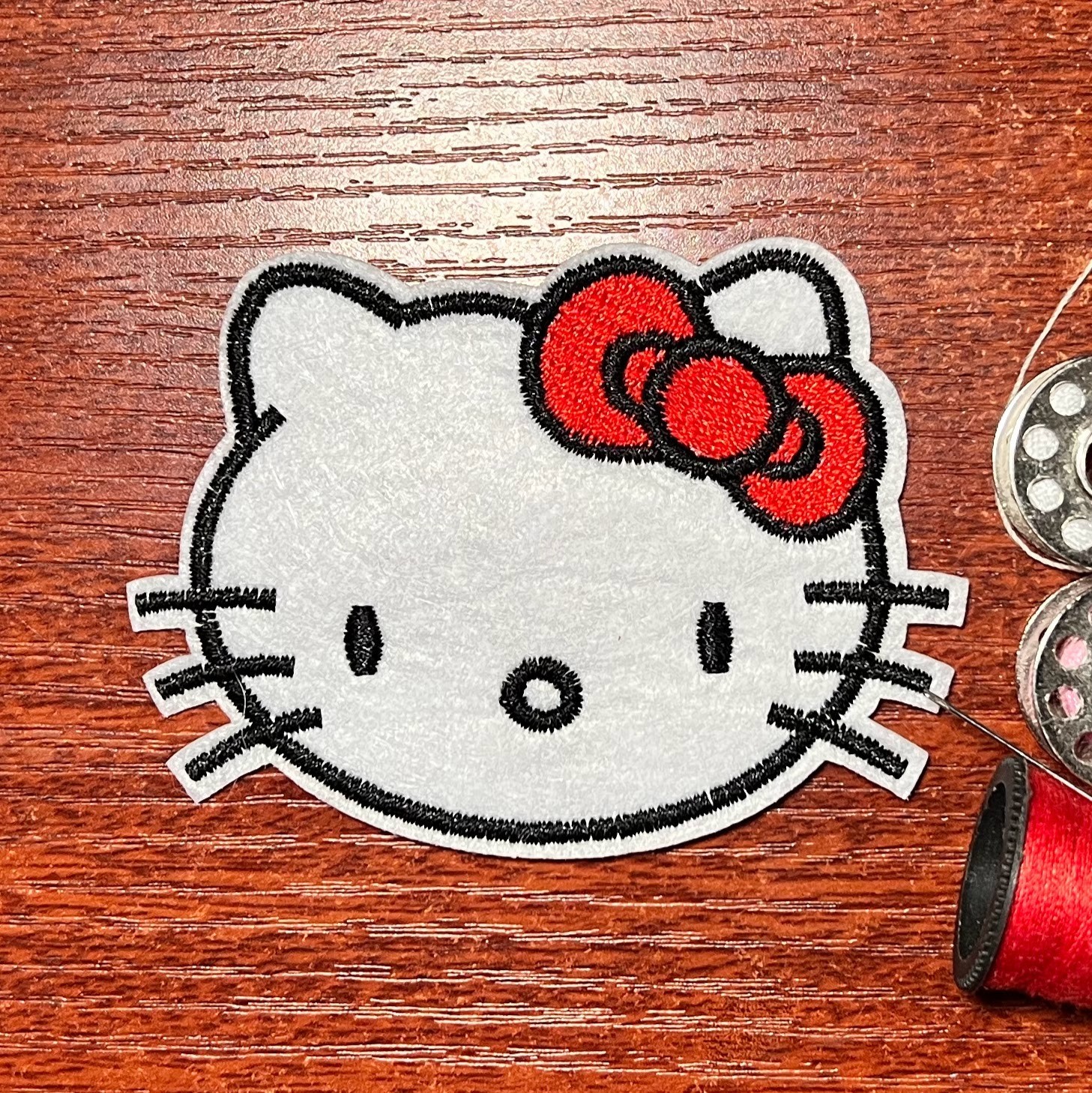 Hello Kitty Patch Head Sanrio Japanese Cats Embroidered Iron On Patch 3x2.25"