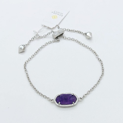 New Kendra Scott Elaina Silver Adjustable Chain Bracelet In Amethyst